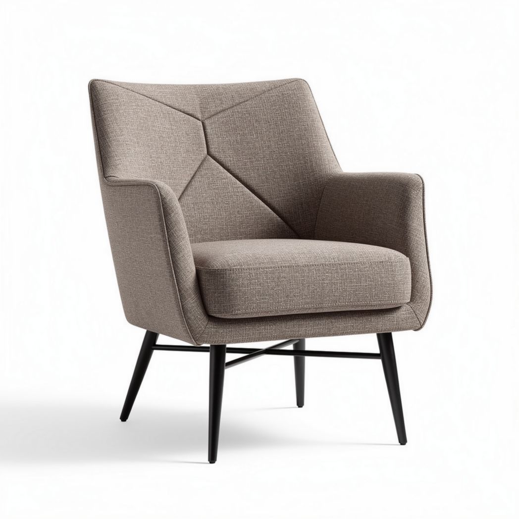 Poltrona moderna in tessuto grigio con gambe nere 65 x 80 x 85cm
