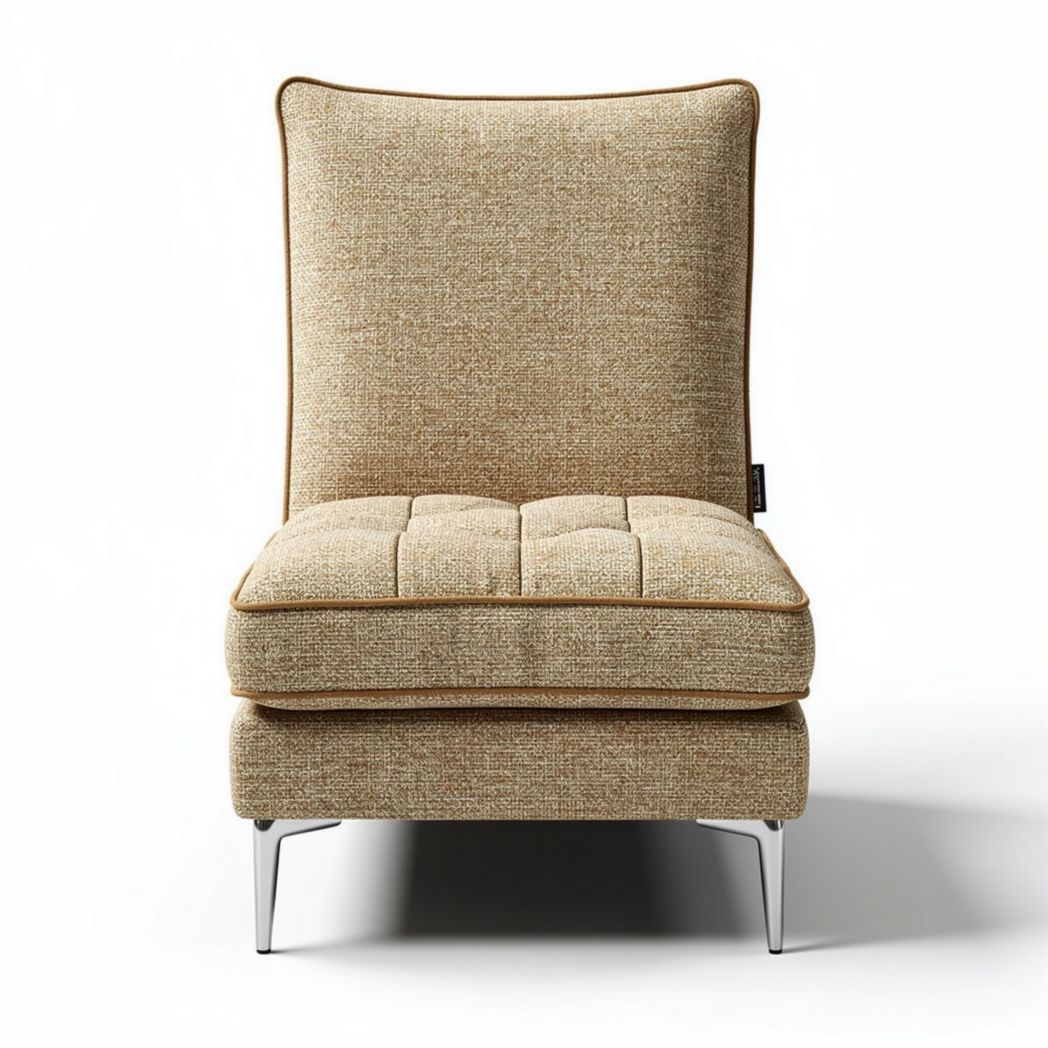 Poltrona in tessuto beige con cuscino quadrato 80 x 70 x 90cm