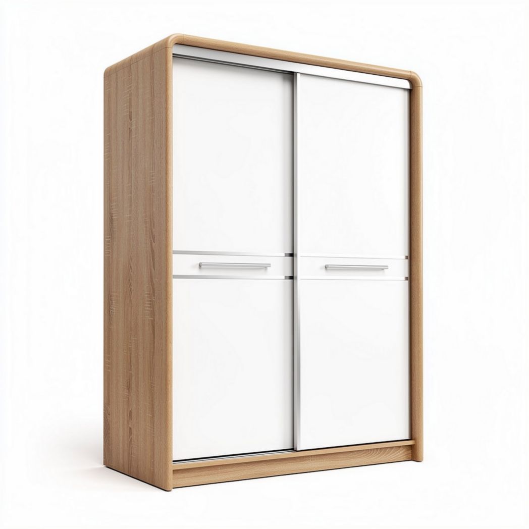 Armadio in legno con ante scorrevoli bianche dimensioni 100 x 60 x 200cm