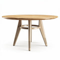 Tavolo rotondo in legno con gambe in metallo 90 x 90 x 75cm color beige