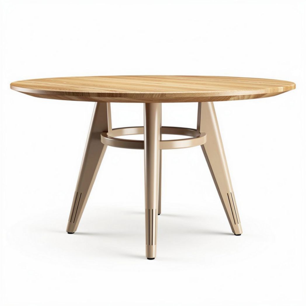 Tavolo rotondo in legno con gambe in metallo 90 x 90 x 75cm color beige