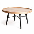 Tavolino da caffè rotondo in legno di rovere e gambe nere 80 x 80 x 40cm