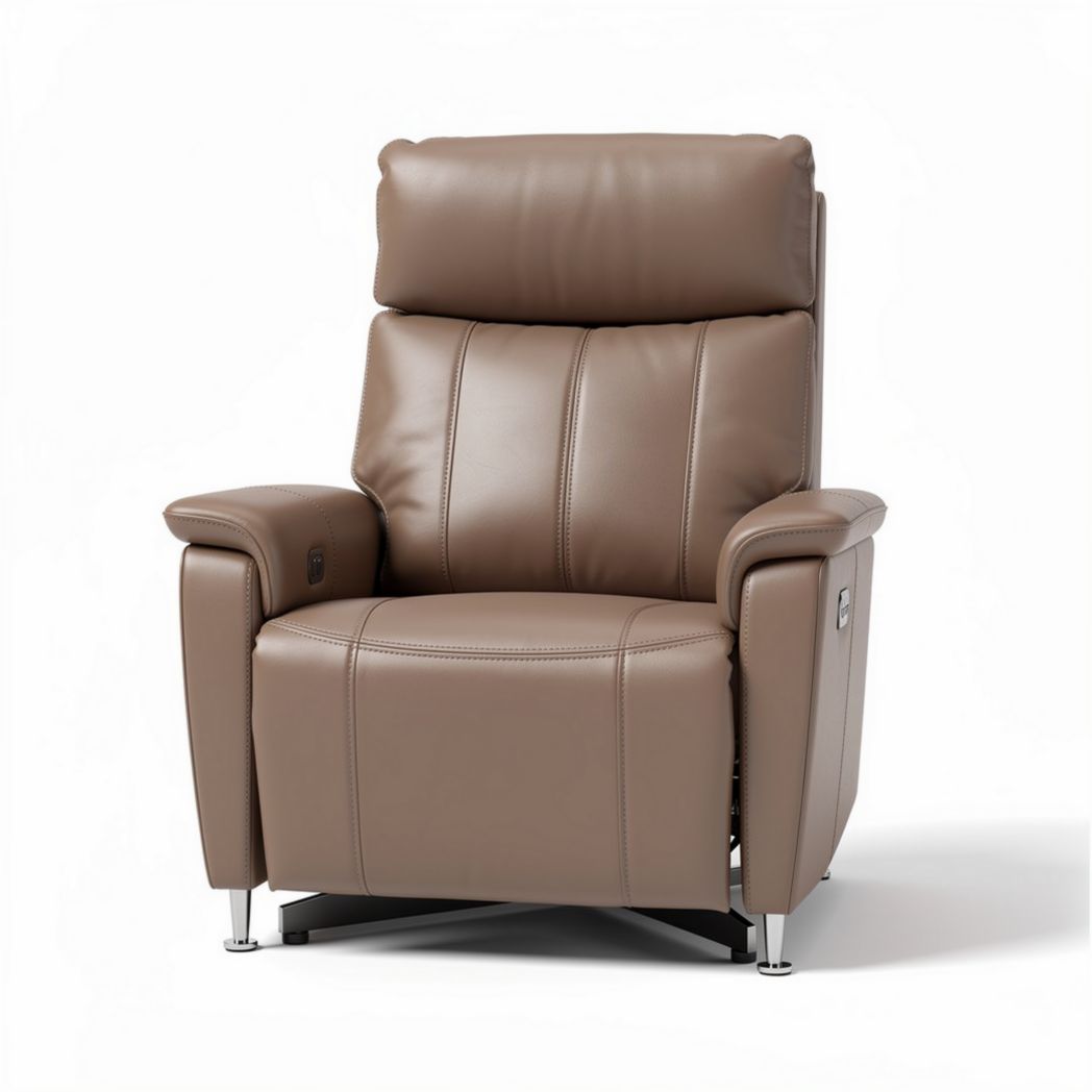 Poltrona reclinabile in pelle con poggiatesta regolabile marrone 90 x 80 x 100cm