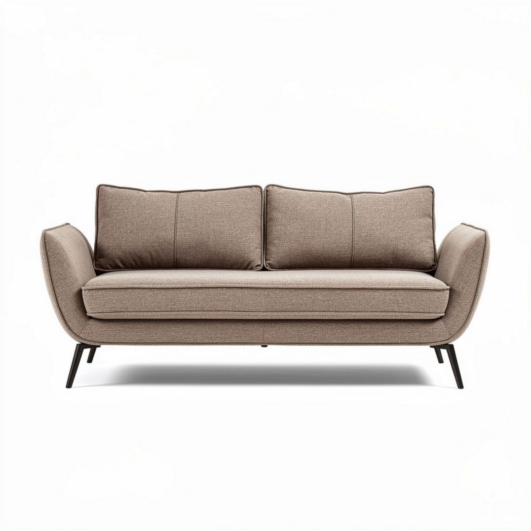 Divano moderno in tessuto beige con struttura in metallo 200 x 90 x 85cm