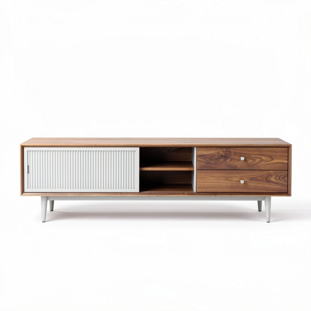 Mobile soggiorno in legno di noce con ante scorrevoli e misure 150 x 40 x 45cm