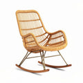 Poltrona a dondolo in rattan naturale con struttura in metallo dimensioni 80 x 70 x 90cm