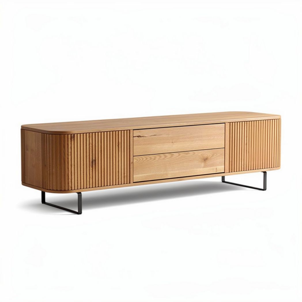 Mobiletto tv in legno rovere con finitura naturale 150 x 40 x 45cm