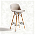 Sgabello da bar in legno naturale e tessuto beige altezza 100cm