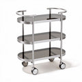 Carrello da cucina con 3 ripiani in vetro temperato nero 80 x 40 x 80cm